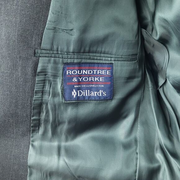 Roundtree & Yorke Men's Worsted Wool Jacket Coat Blazer 42R Made in USA Gray - Picture 11 of 16